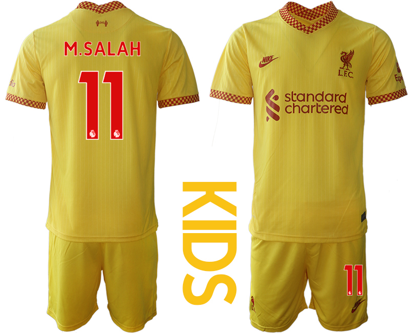 Youth 2021-2022 Club Liverpool Second away yellow #11 Soccer Jersey